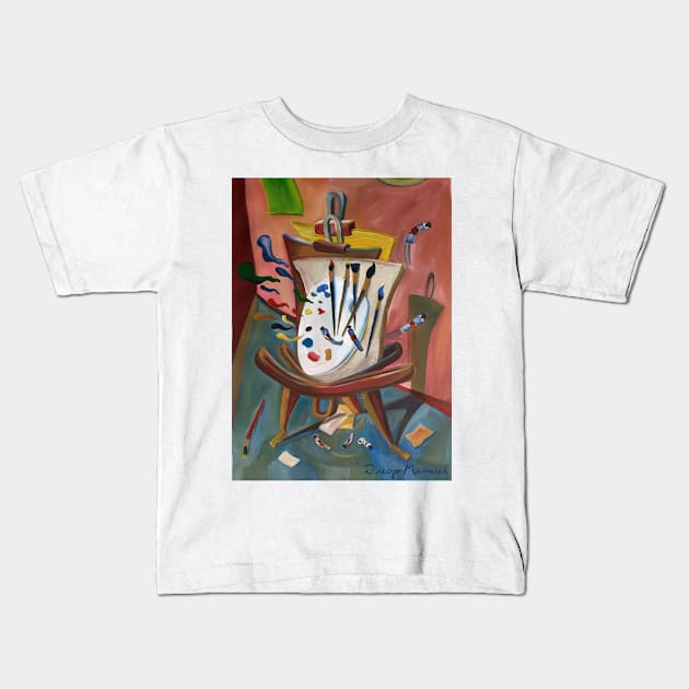 Painter's easel Kids T-Shirt by diegomanuel